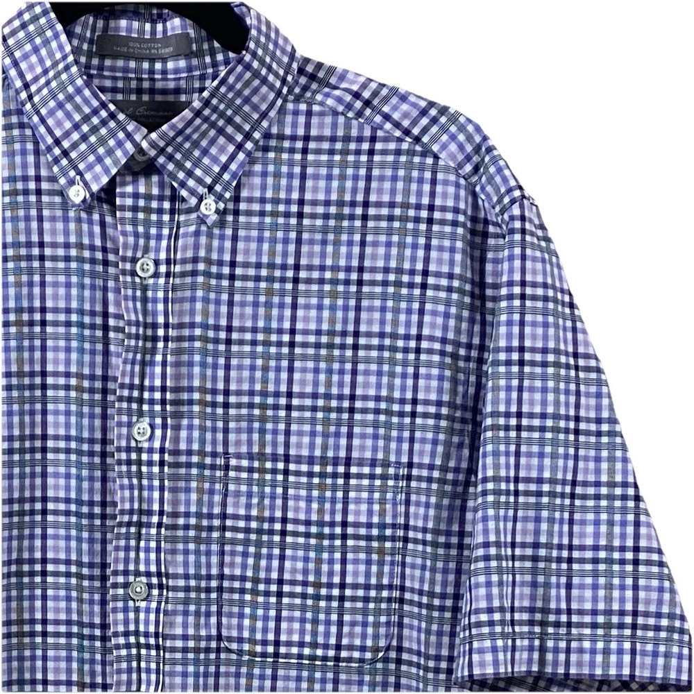 Daniel Cremieux Signature Collection Mens Purple Plaid Short Sleeve Shirt M